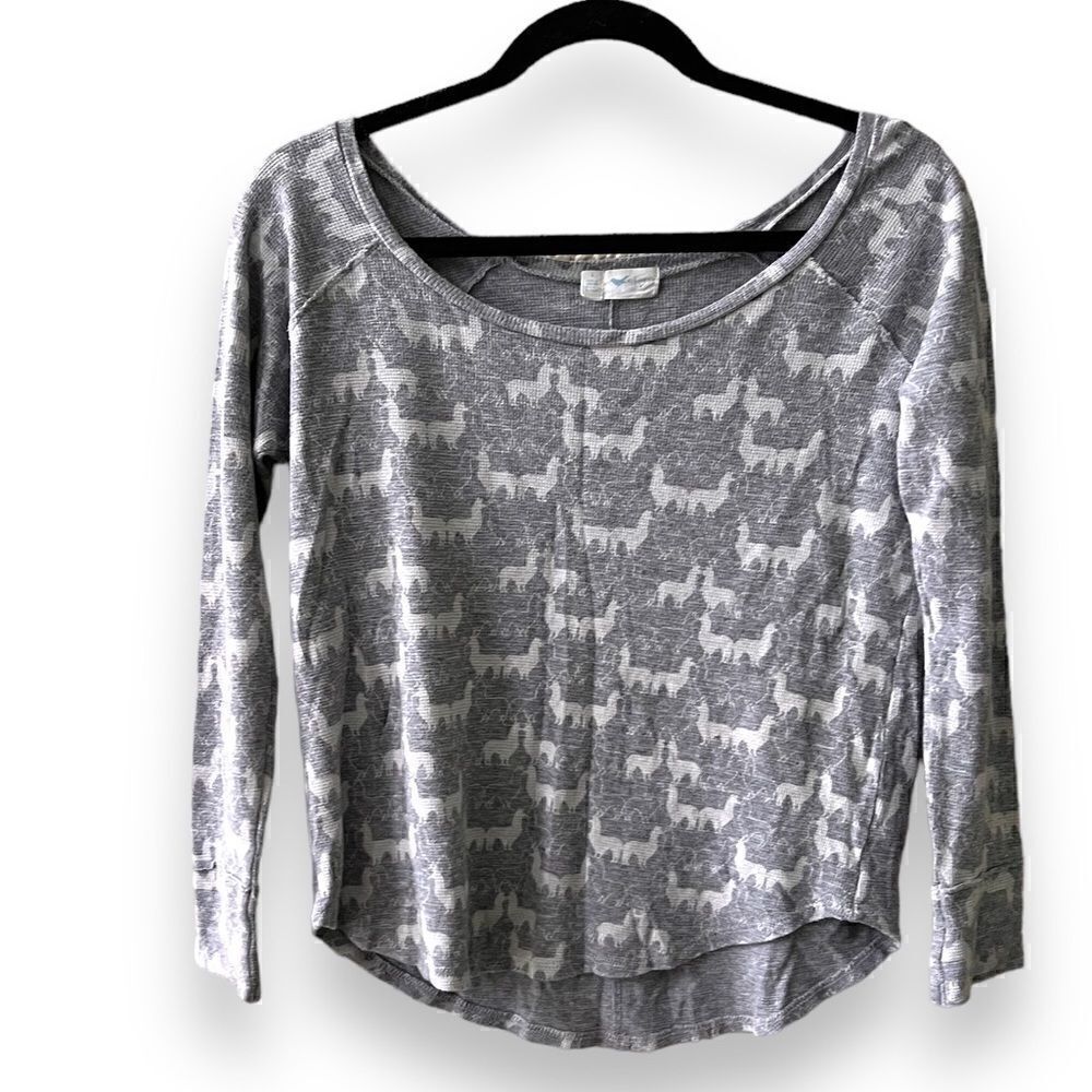 Stem Top Womens Medium Waffle Knit Gray White Alpacas